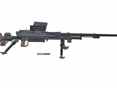 Type 97 Japanese Anti-Tank Rifle Low-Poly PBR Low-poly 3D model