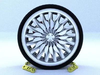 ORTAS CAR RIM 7 GAME READY RIM TIRE AND DISC 3D model