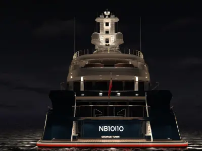 Feadship 1010 Superyacht Night Scene 3D model