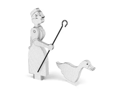 Wooden toy shepherdess 3D model