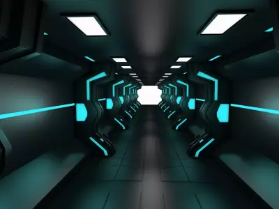 Sci Fi Corridor Low-poly 3D model 27