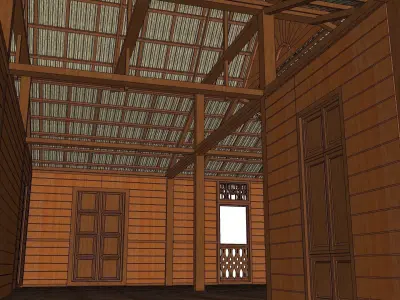 Rumah Limas Potong Perak Traditional Malay Architecture 3D model