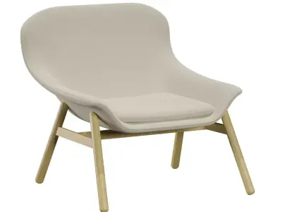 Fabric chair with wooden legs Low-poly 3D model