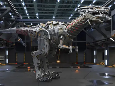 Robotic Dinosaur Rigged for Cinema 4D 3D model