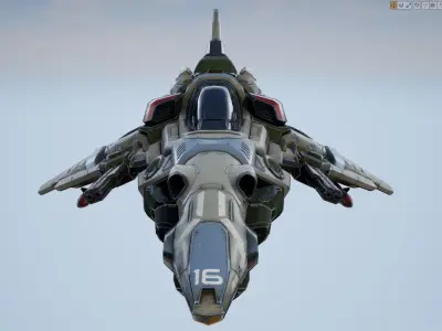 Interceptor Spaceship - game model Low-poly 3D model