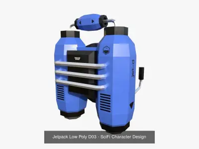 10 Jetpack Low Poly Collection Blue - SciFi Character Design 
