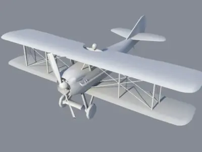 British Spad Bi-Plane Free low-poly 3D model
