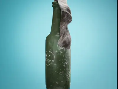 Molotov cocktail Low-poly 3D model