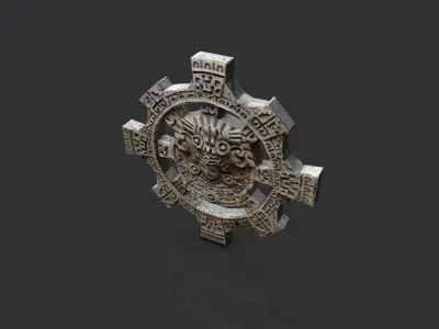 Ancient carved wall artifact Low-poly 3D model