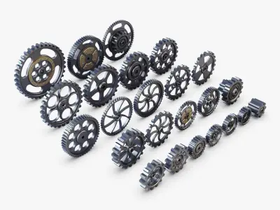 Gears Set Low Poly v 1 of 3D model