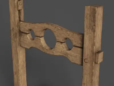 Pillory Wooden Low-poly 3D model
