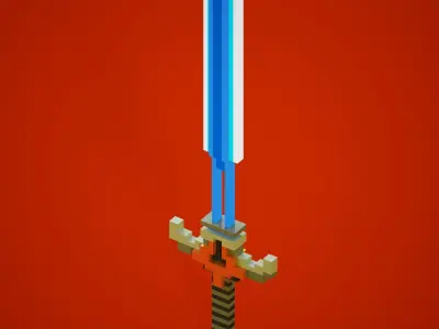 Sword created with voxel art 3D model