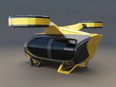 Flying taxi concept Low-poly 3D model