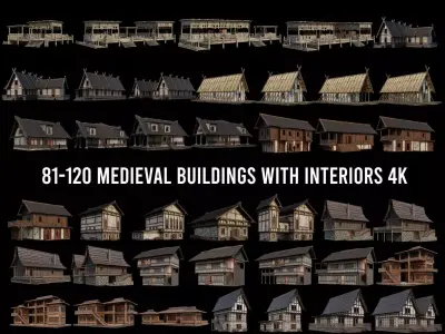 81 - 120 OLD MEDIEVAL BUILDINGS PACK 4K Textures GameReady 3D Model Collection