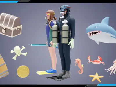 Underwater Adventure Hunt Low-poly 3D model