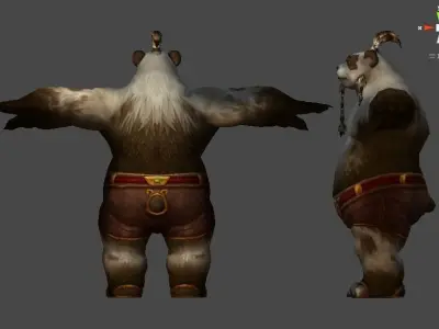 Panda character fully rigged low-poly 3d model for games Low-poly 3D model