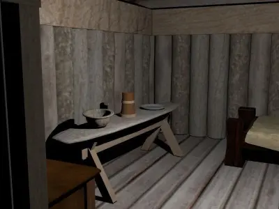 Old medieval house Low-poly 3D model