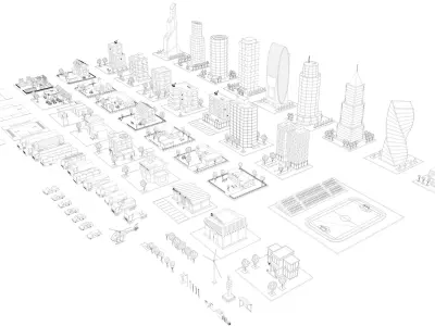 Cartoon low-Poly metropolis Low-poly 3D model