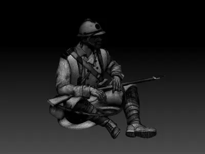French soldier ww2 3D print model