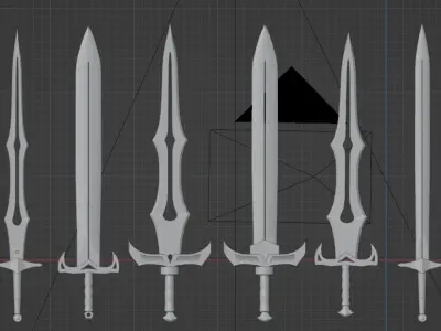 3D Lowpoly Fantasy Swords Low-poly 3D model