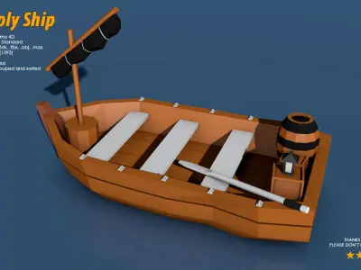 Low Poly Ship Pack Low-poly 3D model
