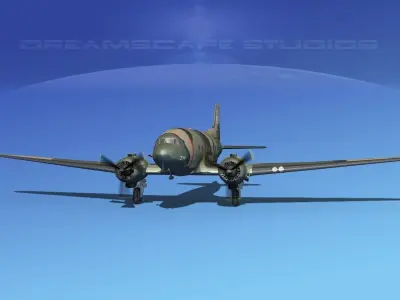 Douglas C-47 Dakota USAF V06 3D model