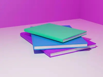 Stylized Colorful 3D Books Low Poly Book Stack Free 3D model