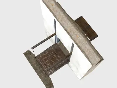 Medieval drawbridge gate with animation Low-poly 3D model