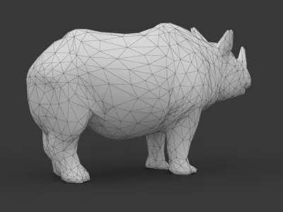 Low Poly Rhino Rhinoceros Low-poly 3D model