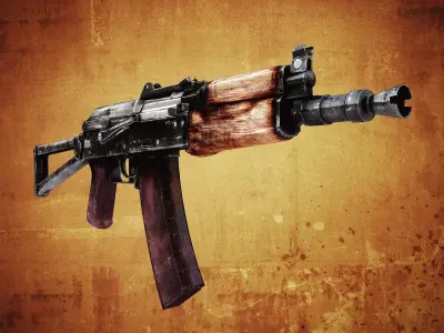 AKS-74U Assault Rifle Low-poly 3D model