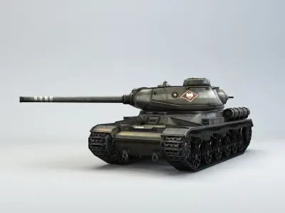 Low Poly IS-1 85 soviet russian heavy tank Low-poly 3D model