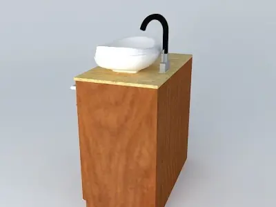 Bacha and wood furniture Free 3D model