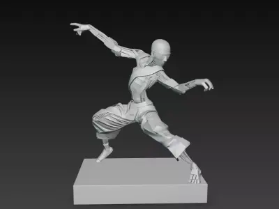 Sci-Fi Cyber Ninja Warrior Mech Sculpture STL V1 3D print model