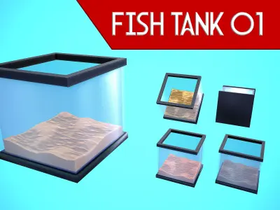 FISH TANK 01 CARTOON STYLIZED Low-poly 3D model