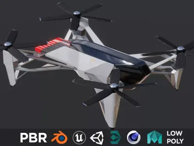 Cargo Drone delivery vehicle 3D Low-poly 3D model