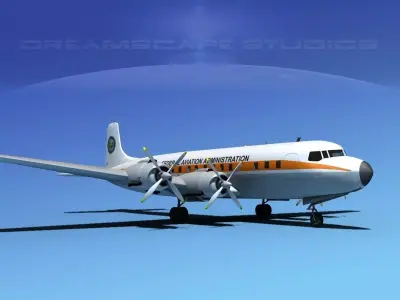 Douglas DC-7C Federal AA 3D model