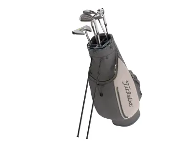 Golf Bag Clubs and Putter  Low-poly 3D model