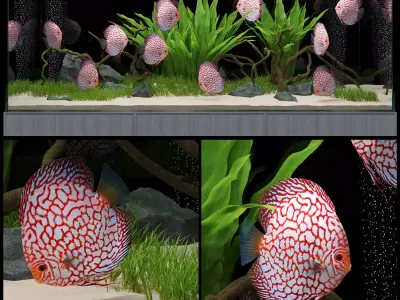 Aquarium fish tank with plants in it 3D model