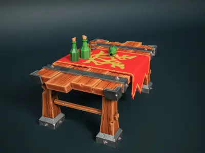 Stylized Table Free low-poly 3D model