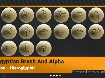 132 Egyptian Hieroglyphic RollBrush And Alpha 3D model