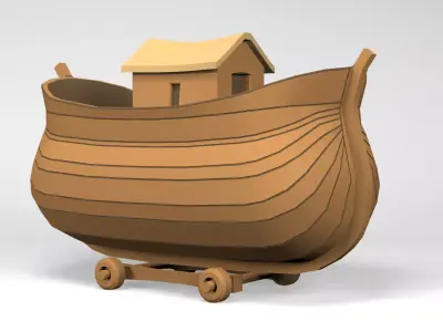 Cartoon Noah Ship Low-poly 3D model