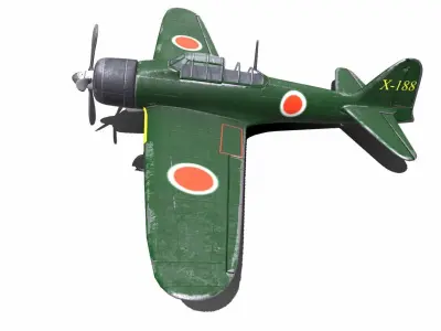 Mitsubishi A6M Zero WW2 Japan Fighter Plane Low-poly 3D model