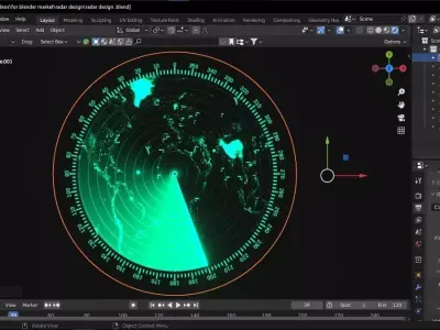 scifi radar hud design Low-poly 3D model