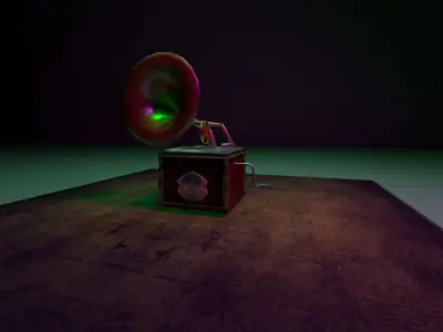 gramophone old Low-poly 3D model