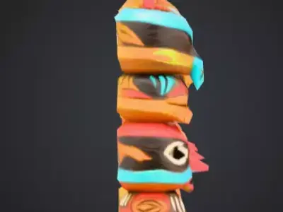Colorful Festival Totem Low-poly 3D model