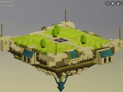 Game scene arena castle model Low-poly 3D model