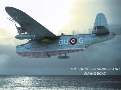Short S25 Sunderland - Flying Boat WW2 Low-poly 3D model