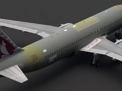 Qatar Airways A320 Unpainted 3D model