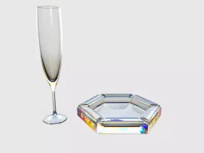 Glass with Ashtray  Free 3D model