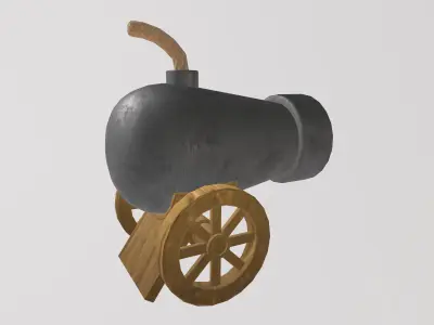 Stylized Low-Poly Medieval Fort Cannon Low-poly 3D model